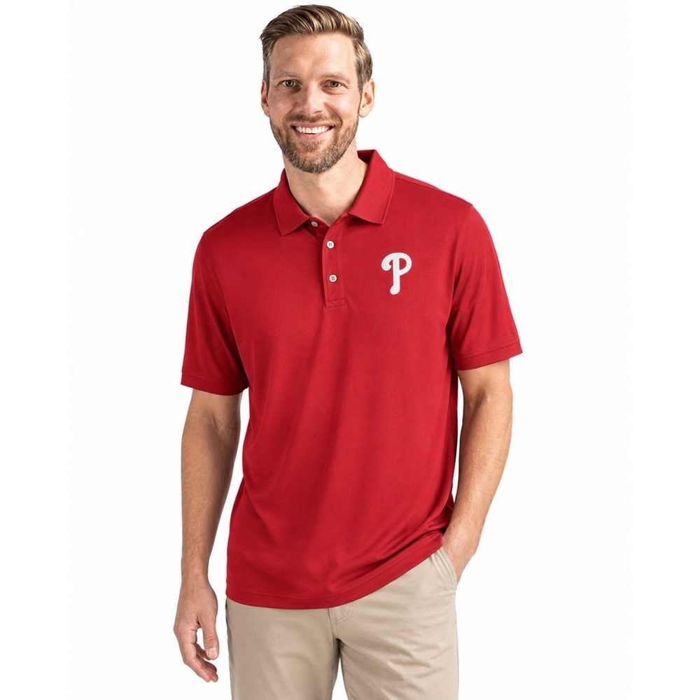 Cutter & Buck Philadelphia Phillies Polo Shirt XL Red Golf MLB Men NWT